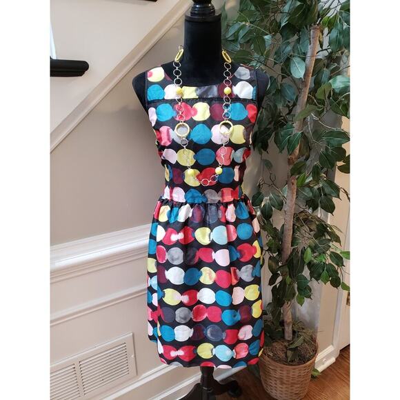 Kensie Knee Length Dress Womens L Multicolor Round Neck Sleeveless Back Zipper - Picture 1 of 12